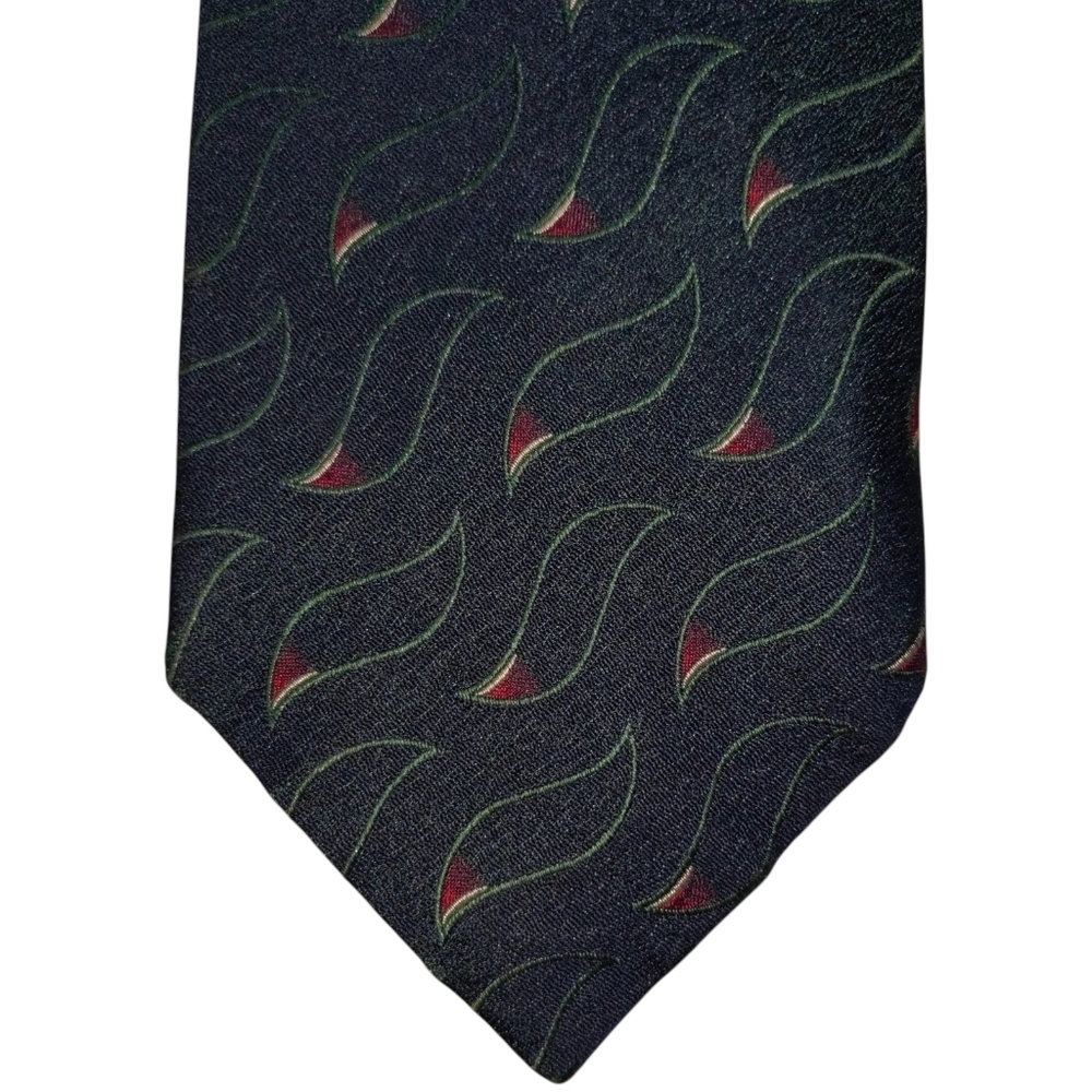 Vintage Polo Ralph Lauren Silk Necktie Mens Navy Blue Wave Motif Tie EUC